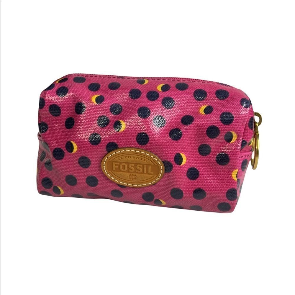 FOSSIL Key Per Small Cosmetic Bag Travel Pouch Polka Dots